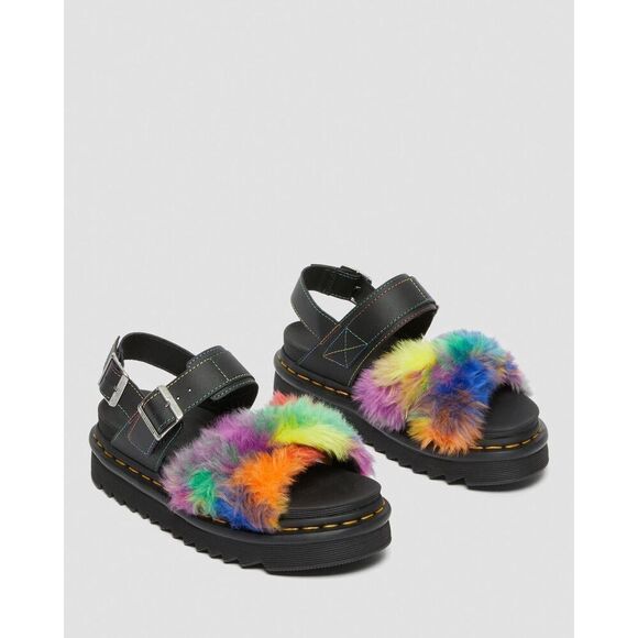 NWT Dr. Martens Voss ll Fluffy Sandals women’s size 6 Retail $100.00 - Picture 1 of 7
